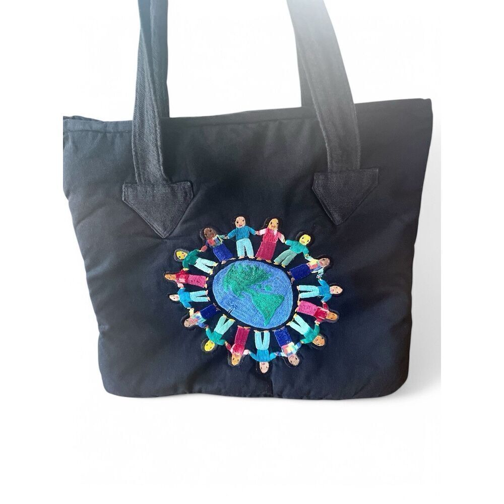 RUTH Y NOHEMI Guatemalan Colorful Children Of The Earth Padded Flat Bottom Tote